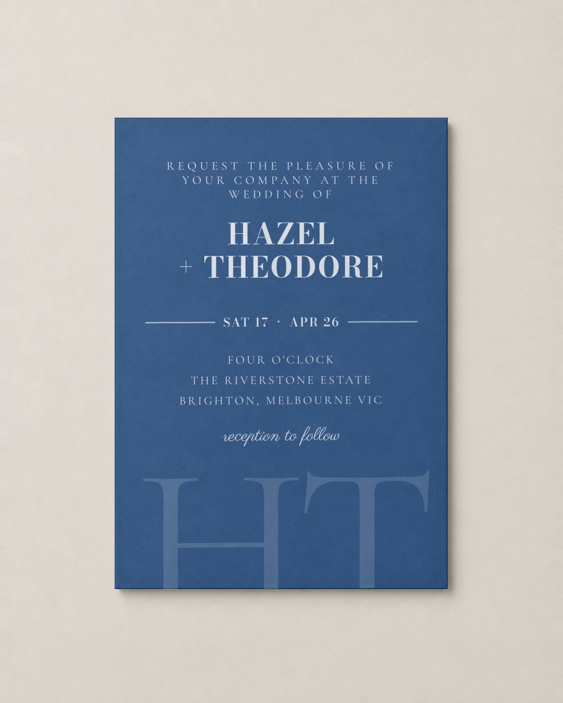 The Granite wedding invitation, personalised and printed in Australia