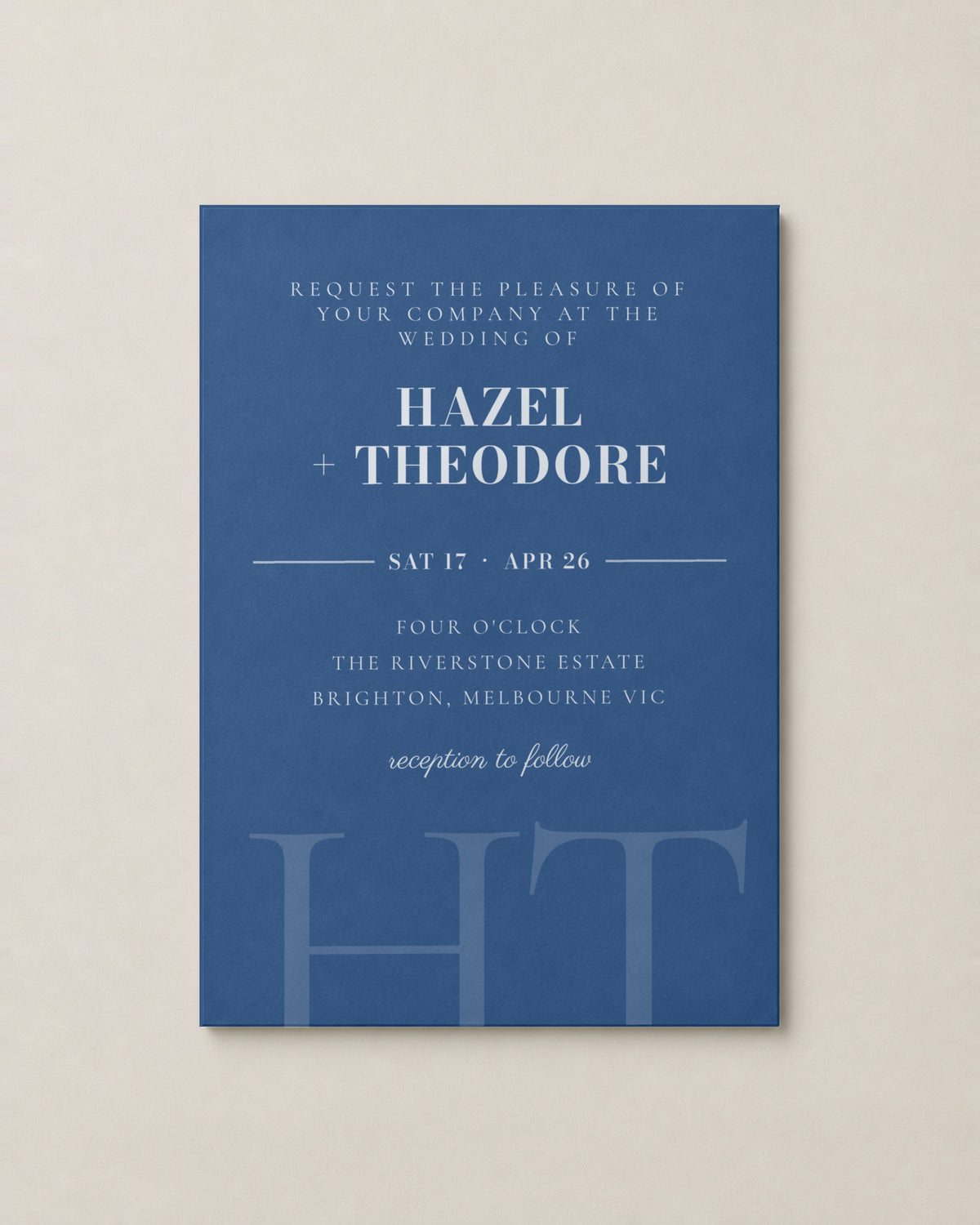 The Granite wedding invitation, personalised and printed in Australia