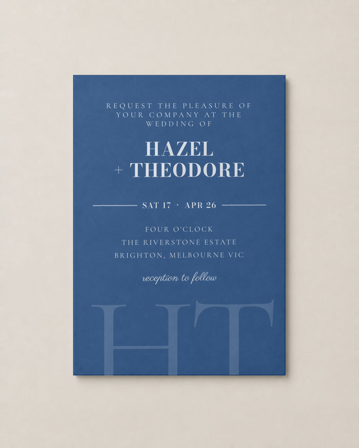 The Granite wedding invitation, personalised and printed in Australia