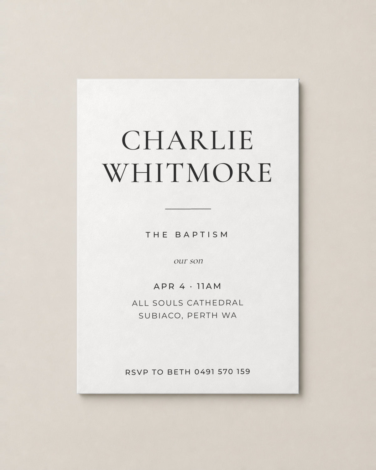 The Halliwell christening invitation, second colour