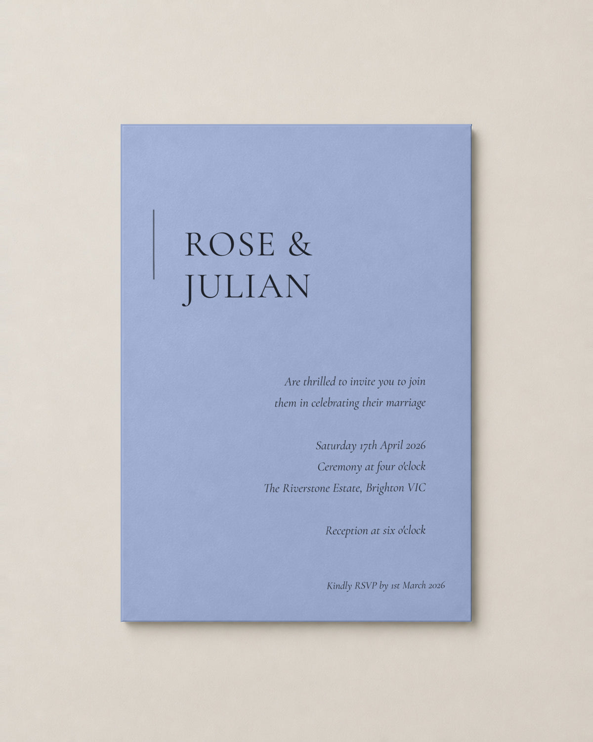 The Hartley wedding invitation, second colour