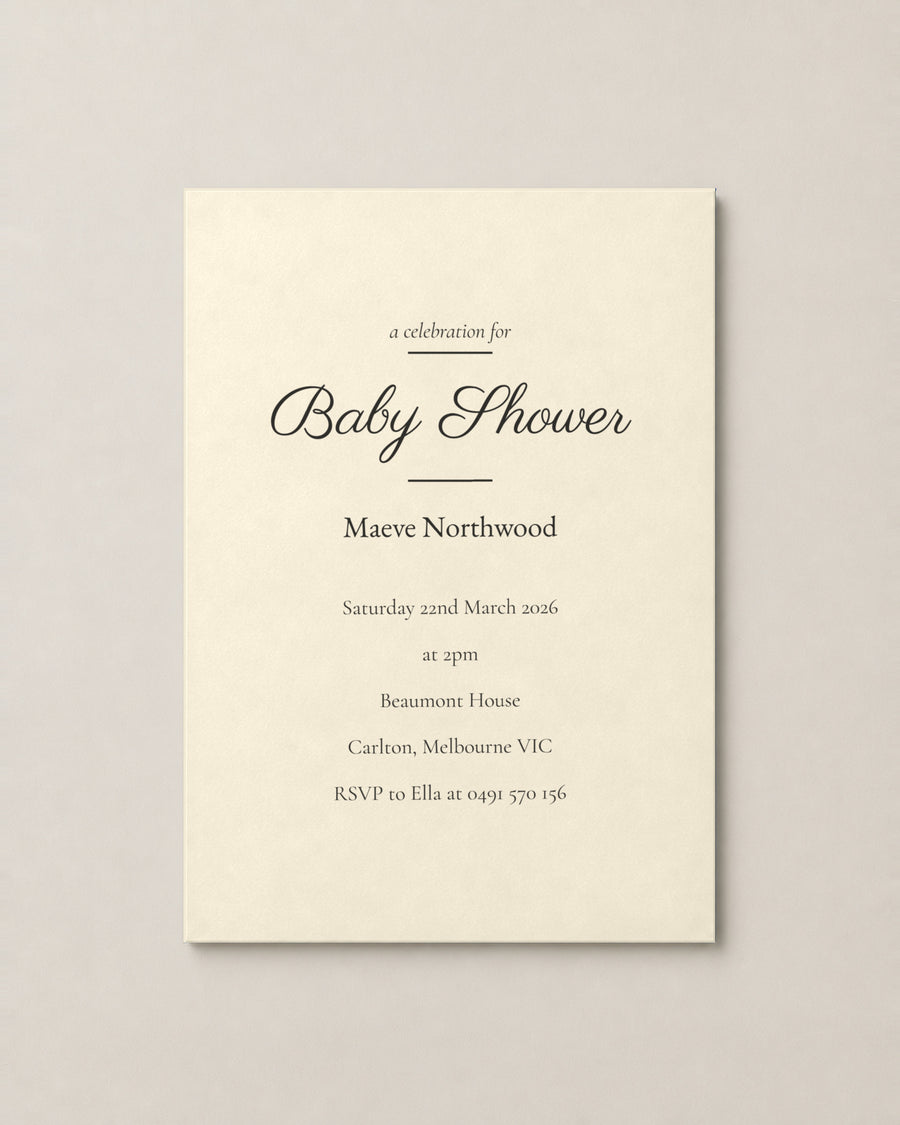 The Hawthorn baby shower invitation, second colour