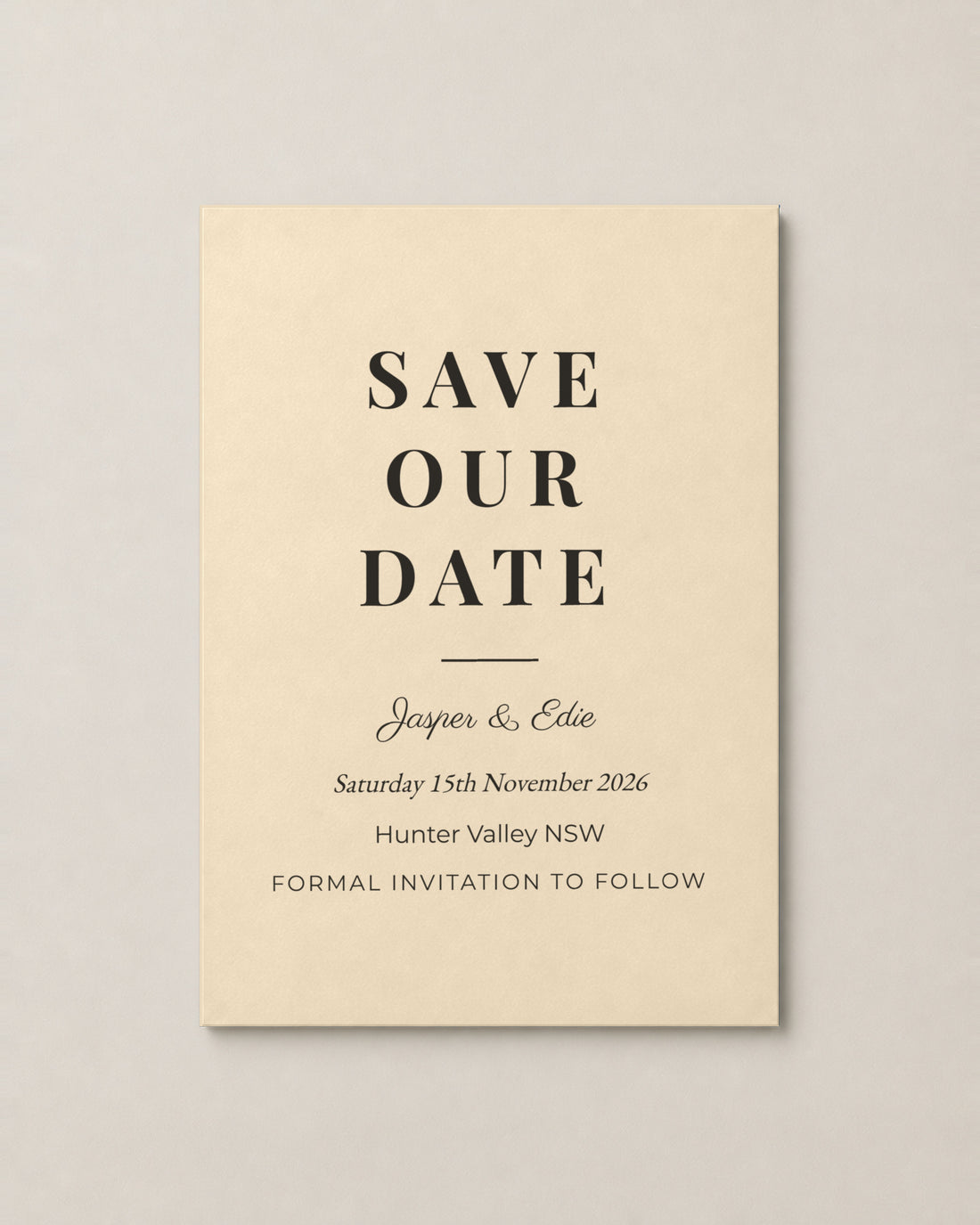 The Headland save the date, personalised and printed in Australia