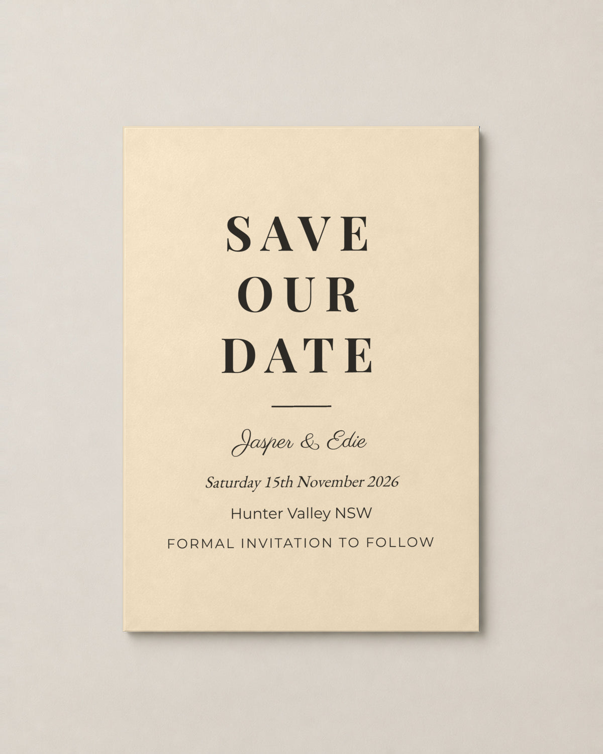 The Headland save the date, personalised and printed in Australia