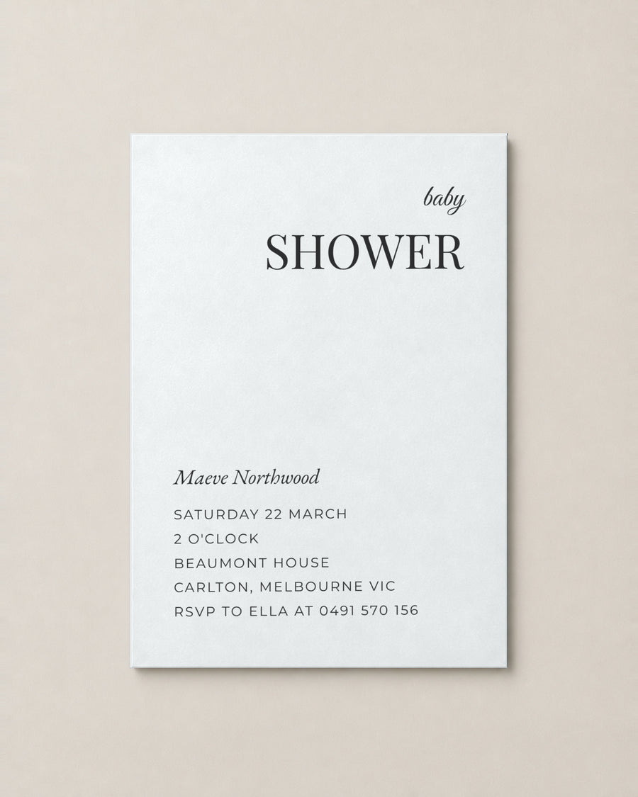 The Highgate baby shower invitation, second colour
