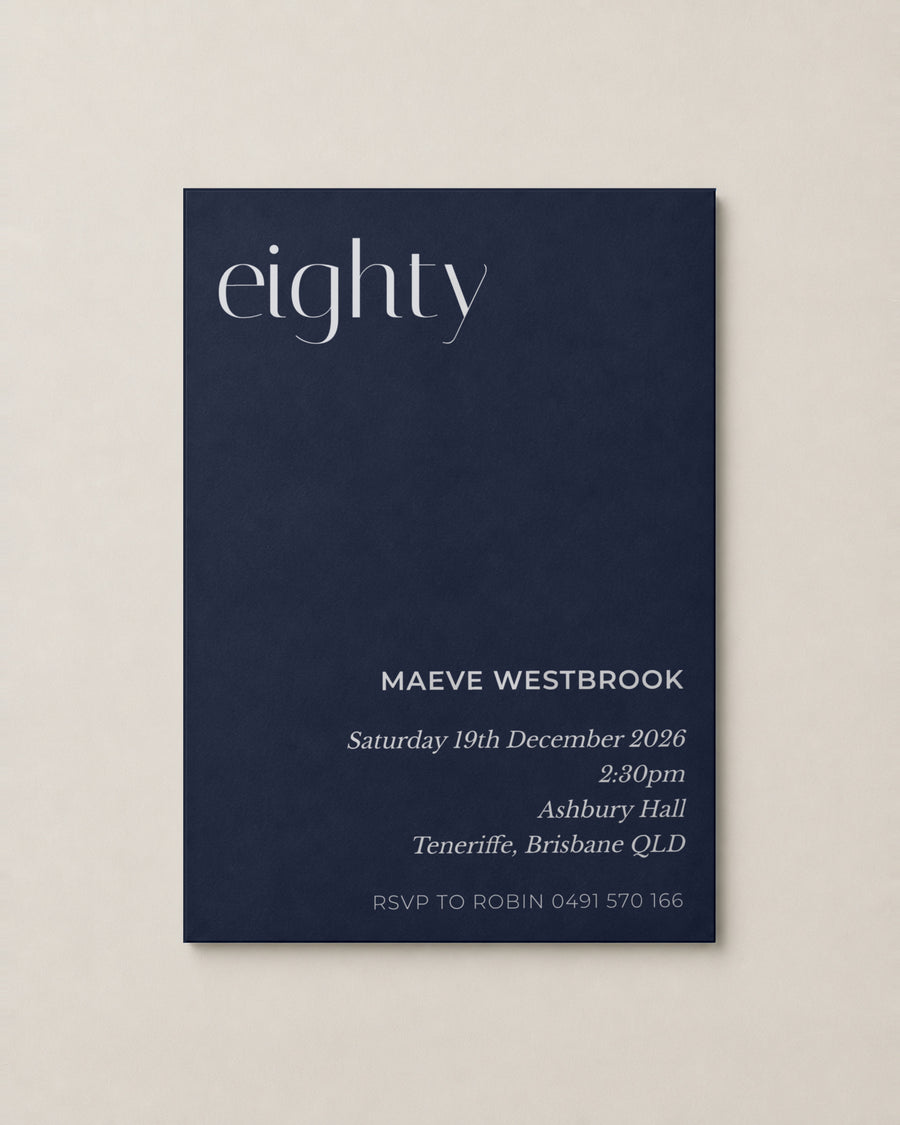 The Inlet birthday invitation, personalised and printed in Australia