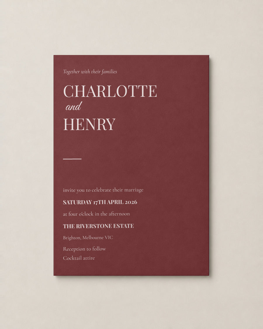 The Jervis wedding invitation, second colour