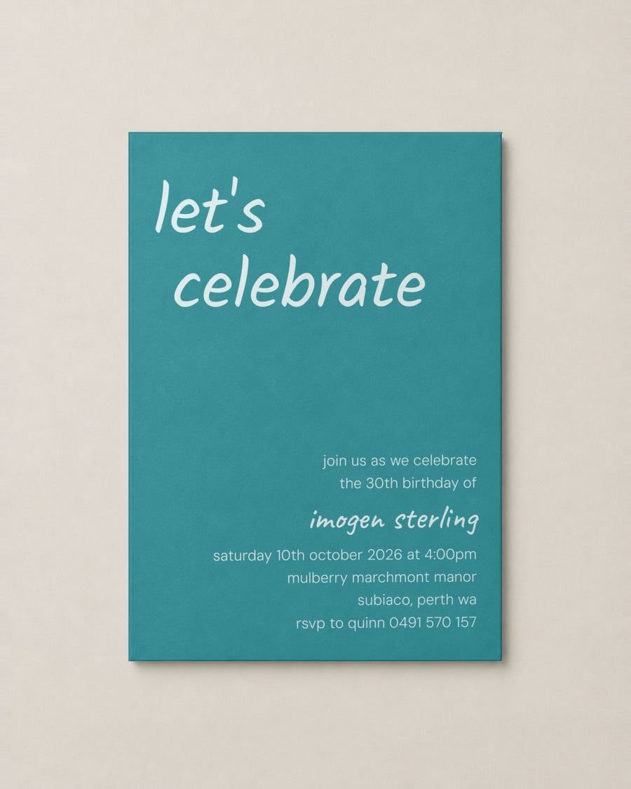 The Kiama birthday invitation, personalised and printed in Australia