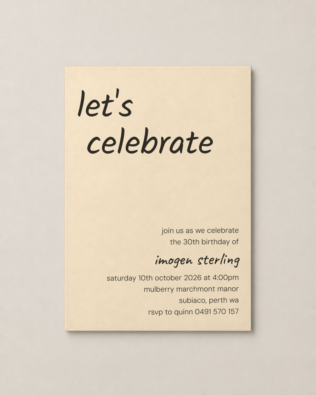 The Kiama birthday invitation, second colour