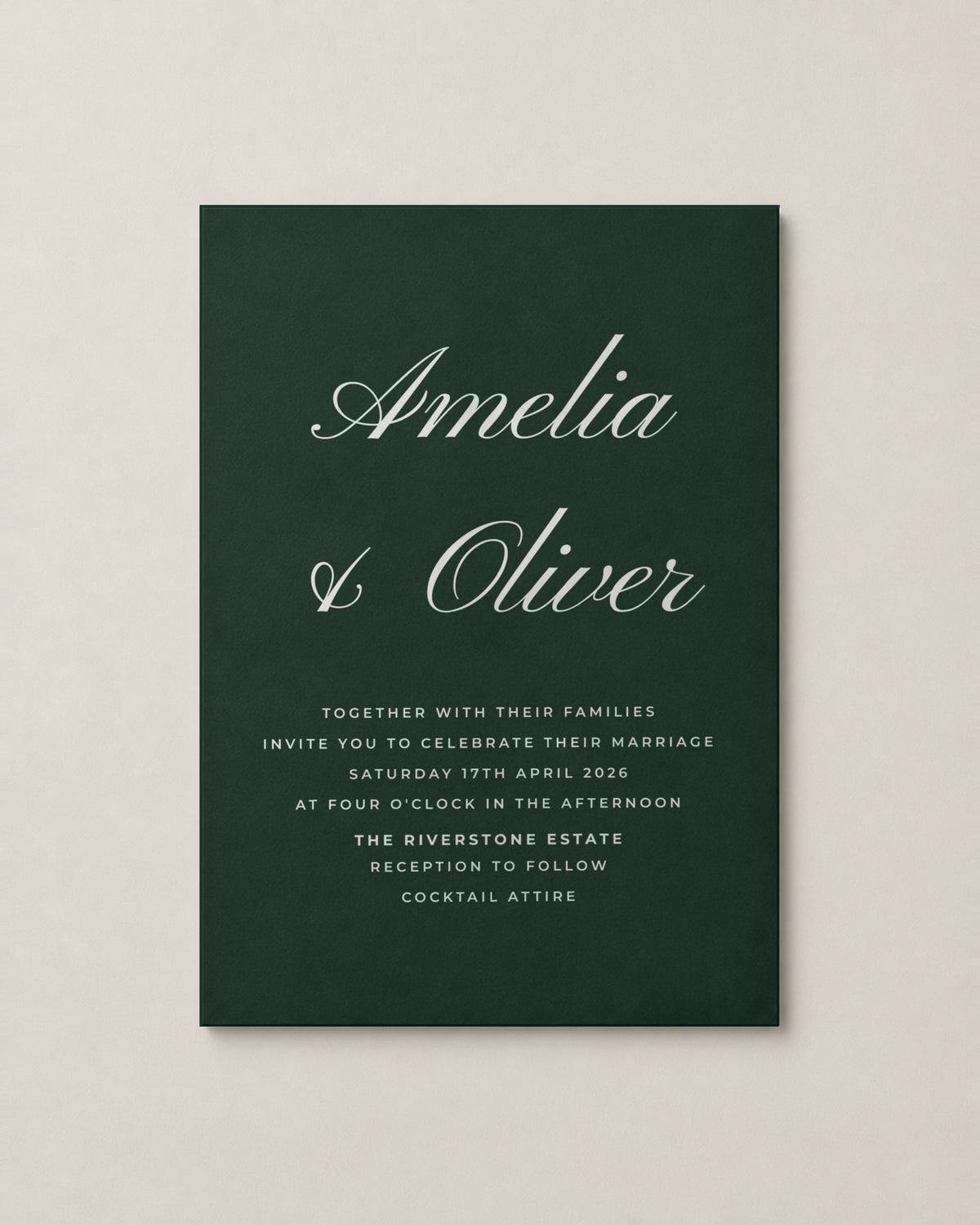 The Killara wedding invitation, personalised and printed in Australia