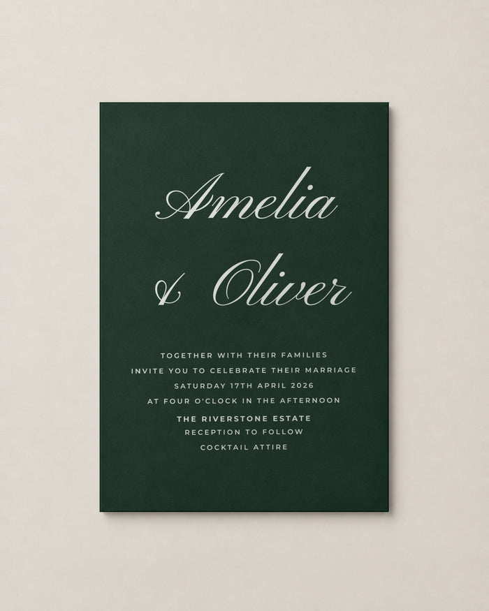 The Killara wedding invitation, personalised and printed in Australia