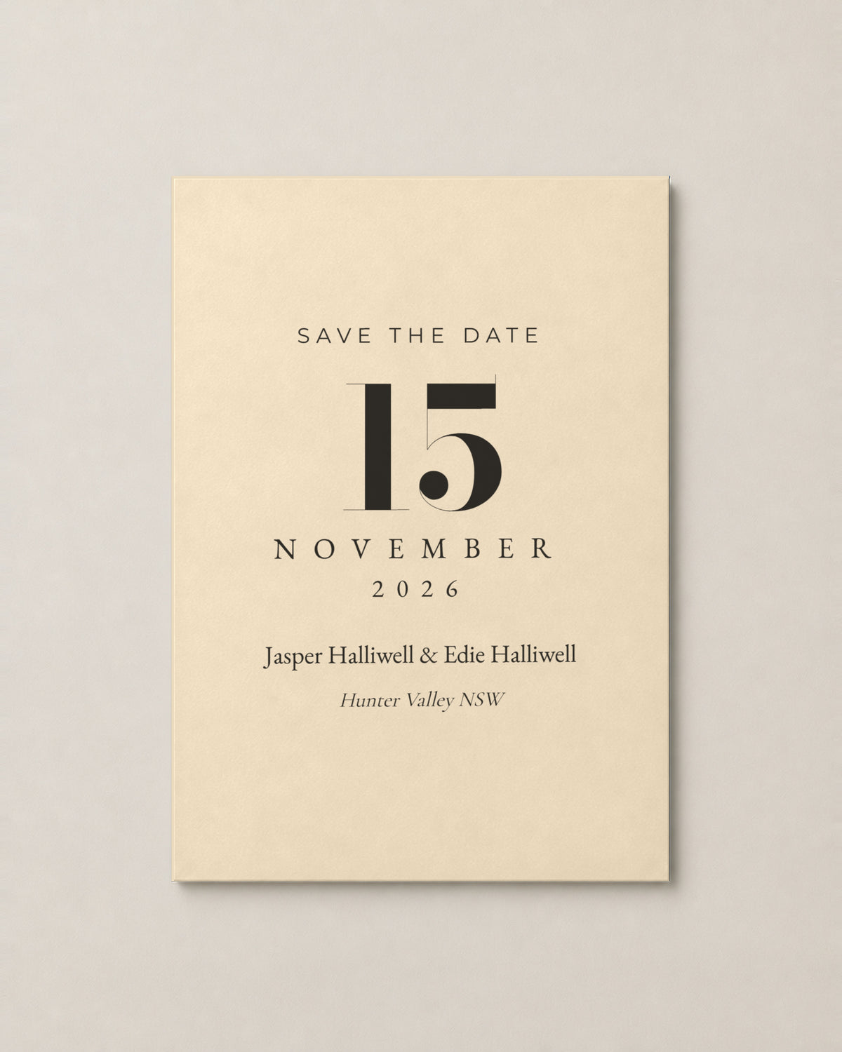 The Kirribilli save the date, personalised and printed in Australia
