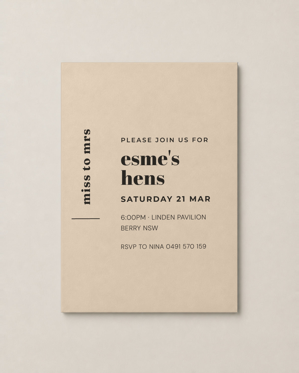 The Margot hens invitation, second colour