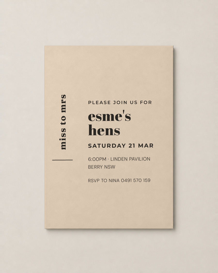 The Margot hens invitation, second colour
