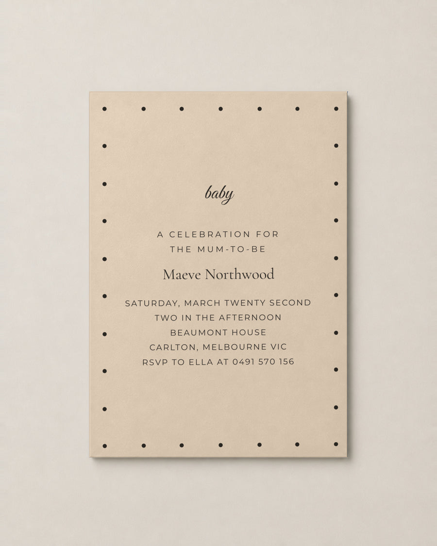 The Marigold baby shower invitation, second colour
