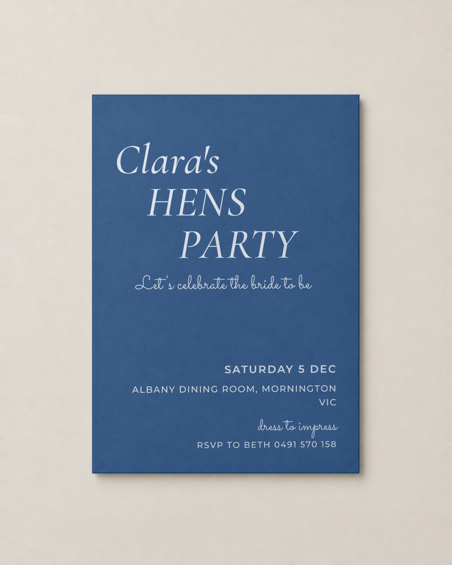 The Merlot hens invitation, second colour