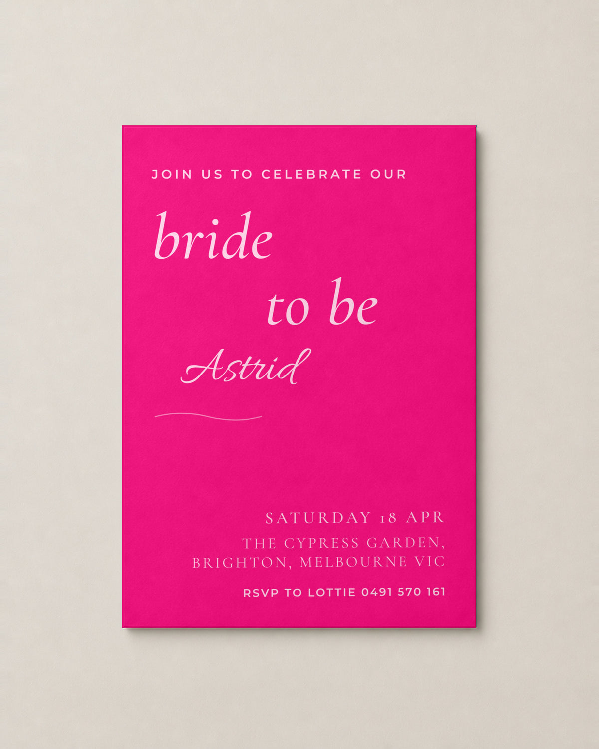 The Noosa hens invitation, personalised and printed in Australia