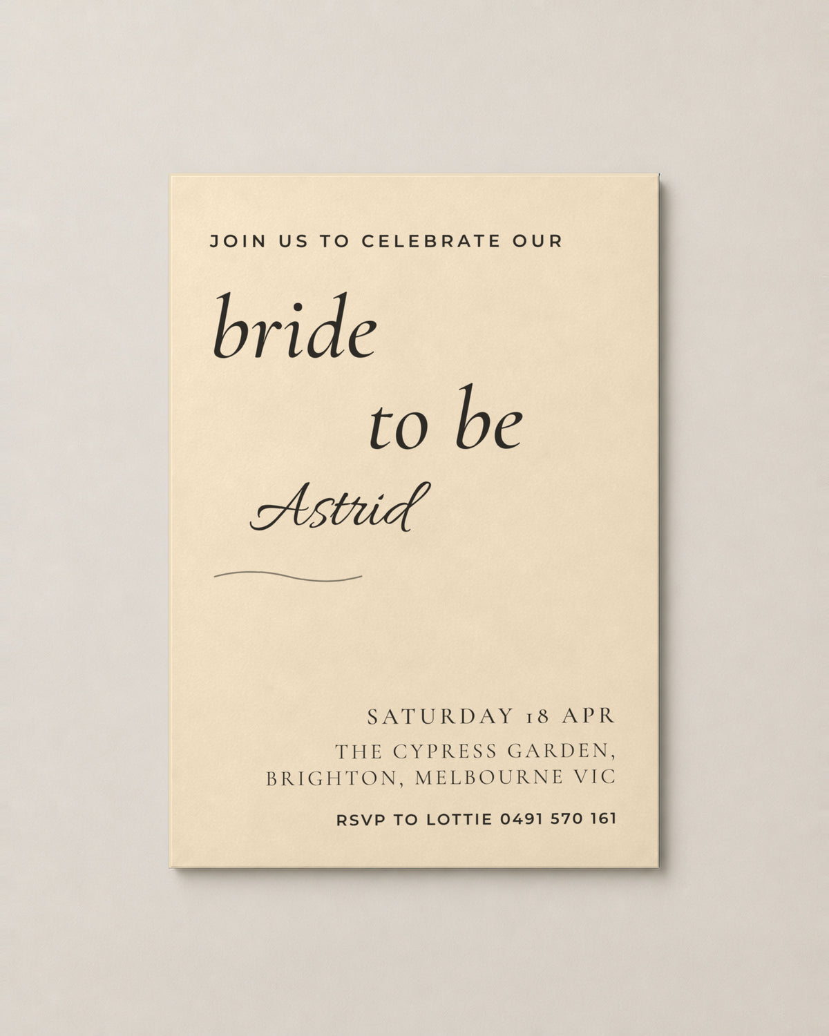 The Noosa hens invitation, second colour