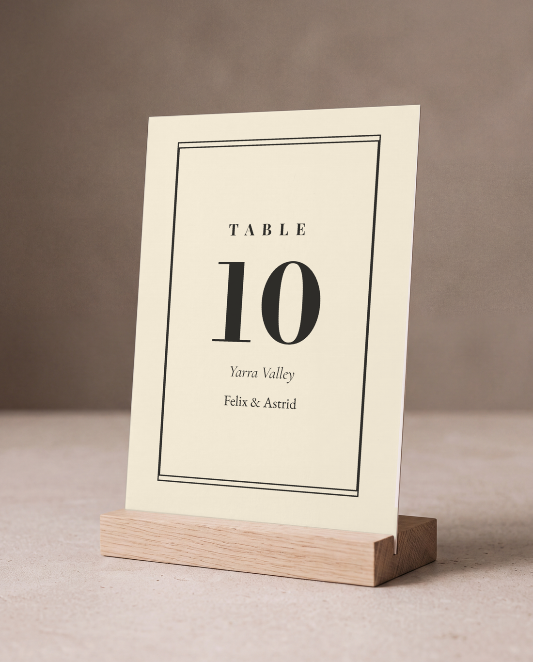 The Bordeaux wedding table number, personalised and printed in Australia