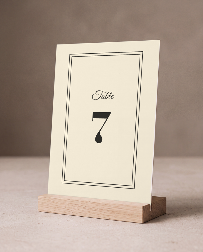 The Velvet wedding table number, printed in Australia
