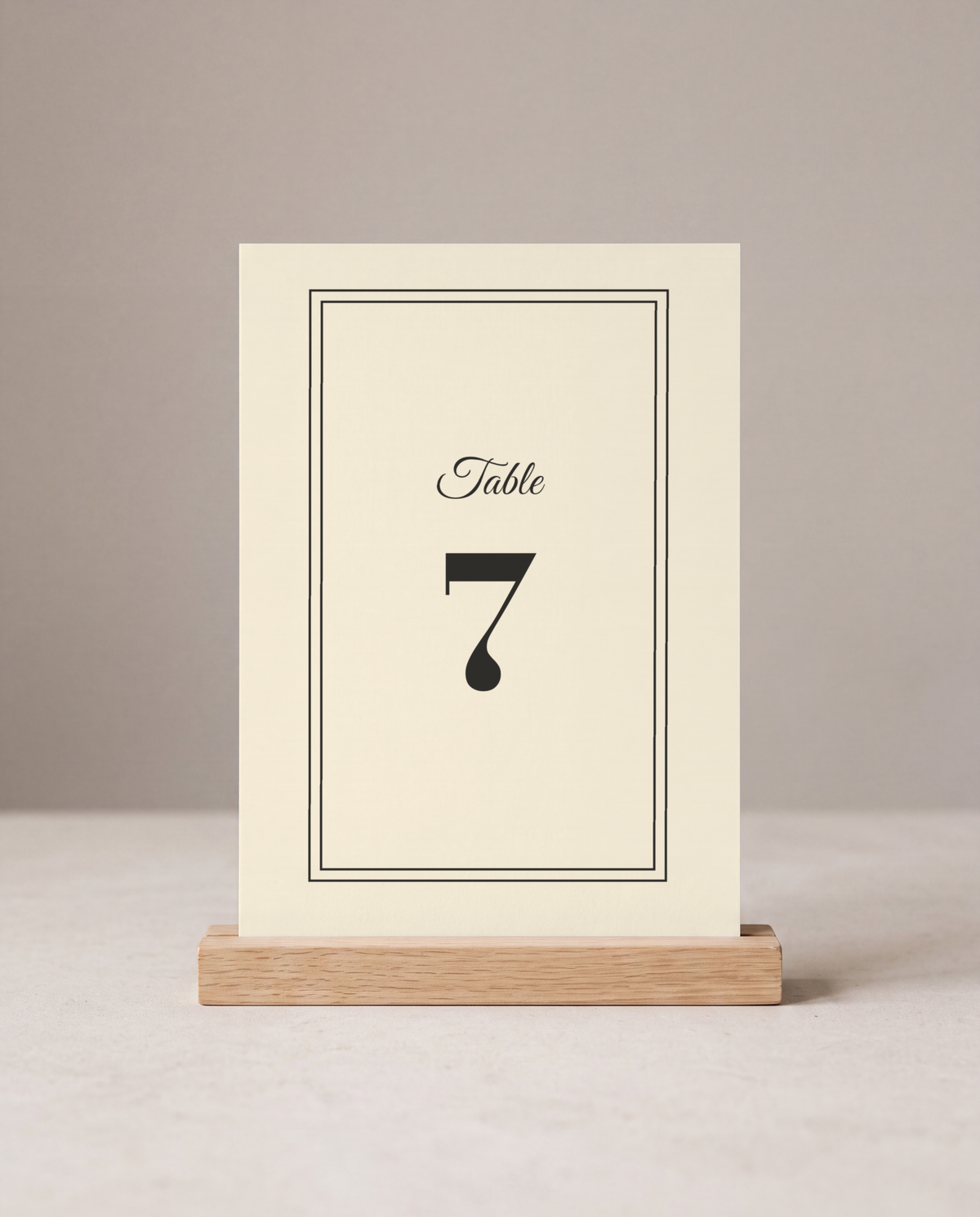 The Velvet table number, second view