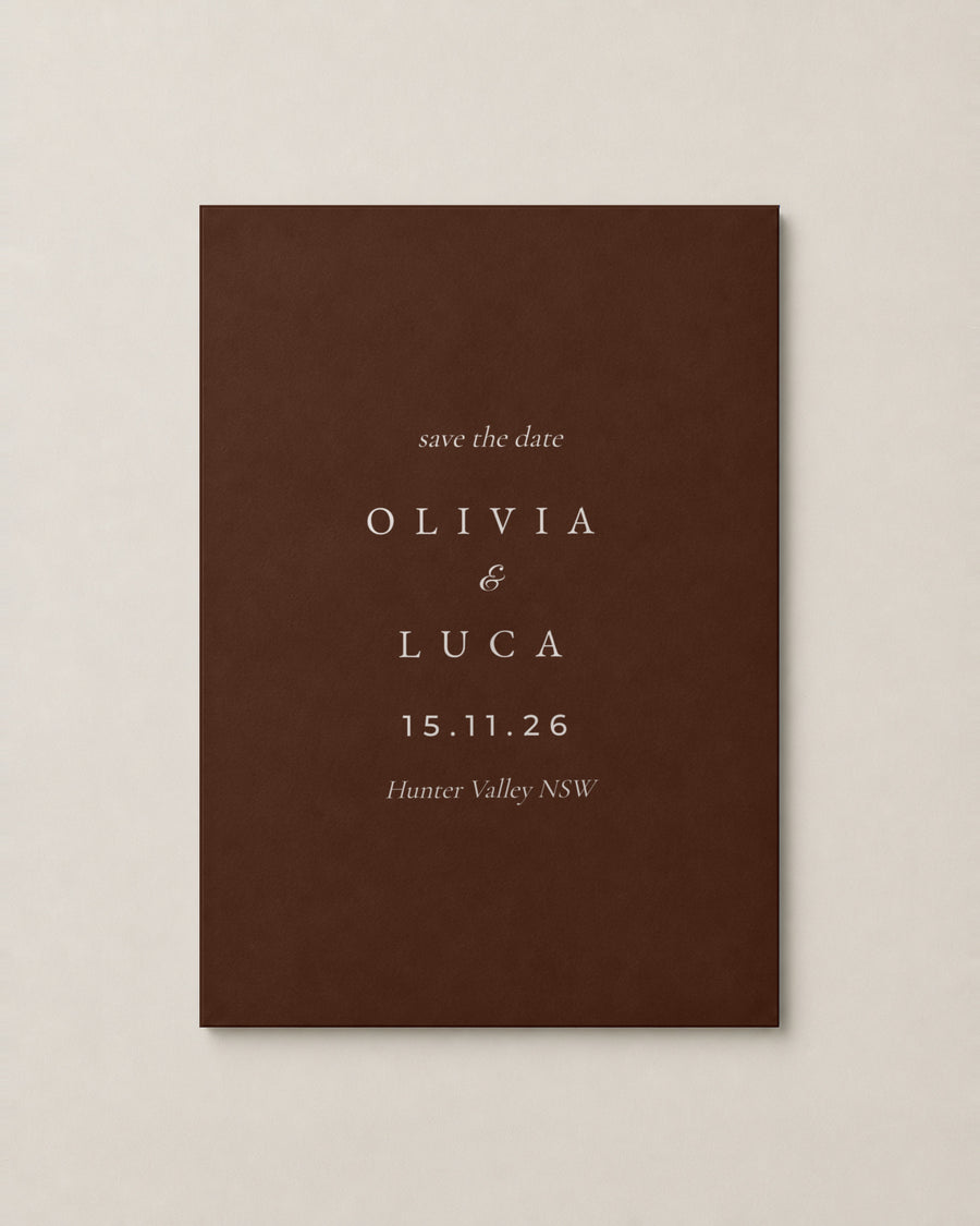 The Portsea save the date, personalised and printed in Australia