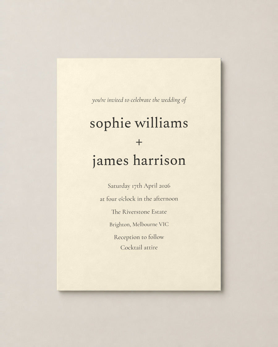 The Reed wedding invitation, personalised and printed in Australia