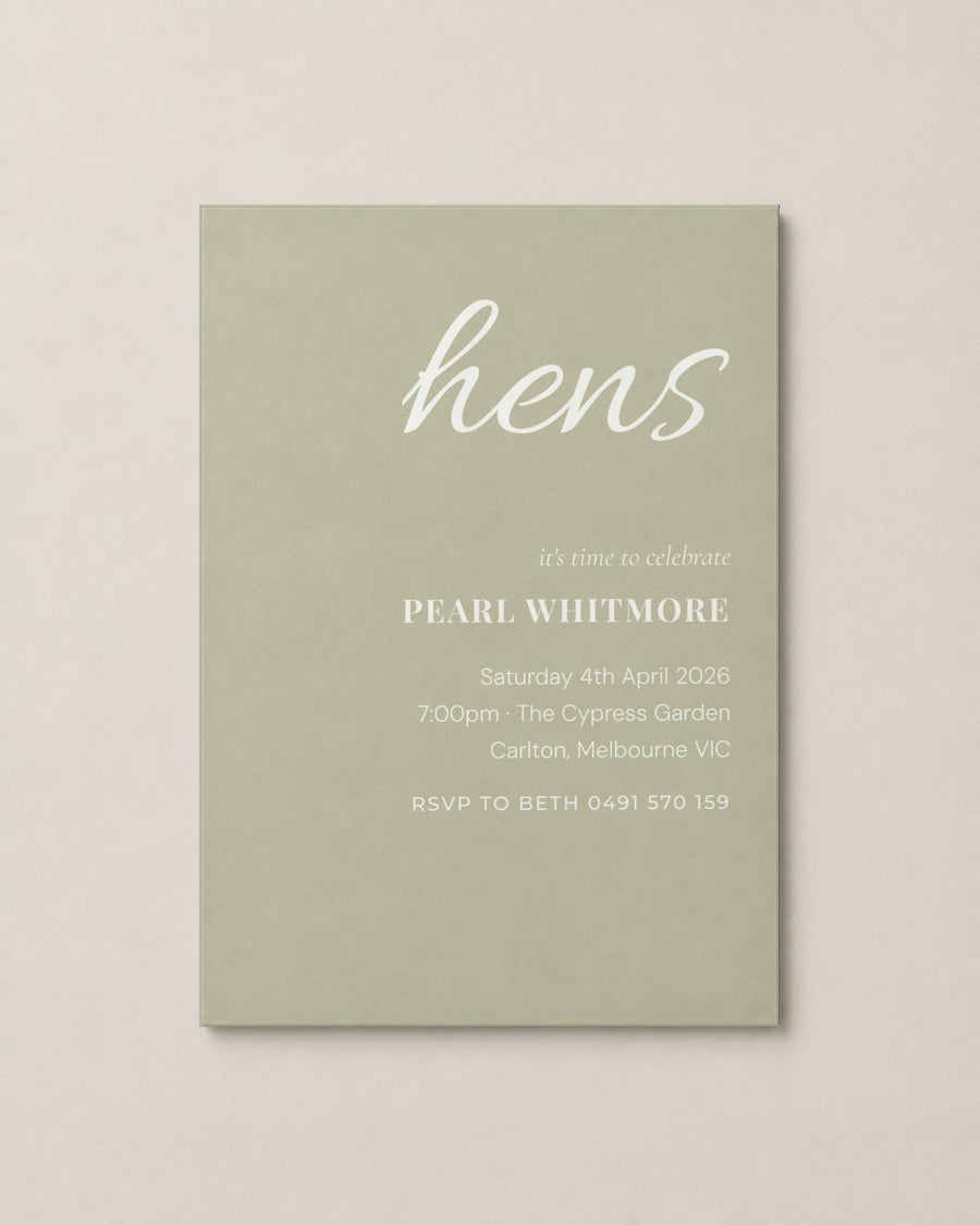 The Rosalie hens invitation, second colour