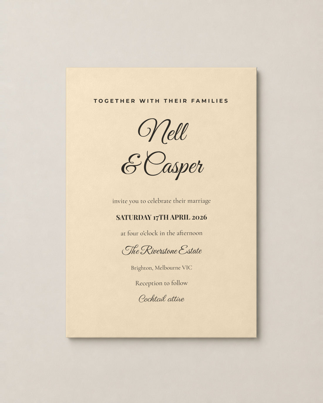 The Rosalind wedding invitation, second colour