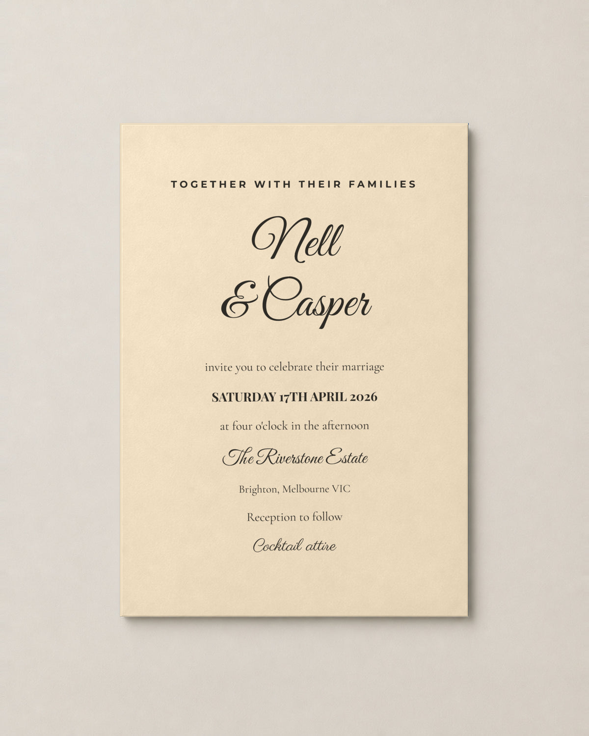The Rosalind wedding invitation, second colour