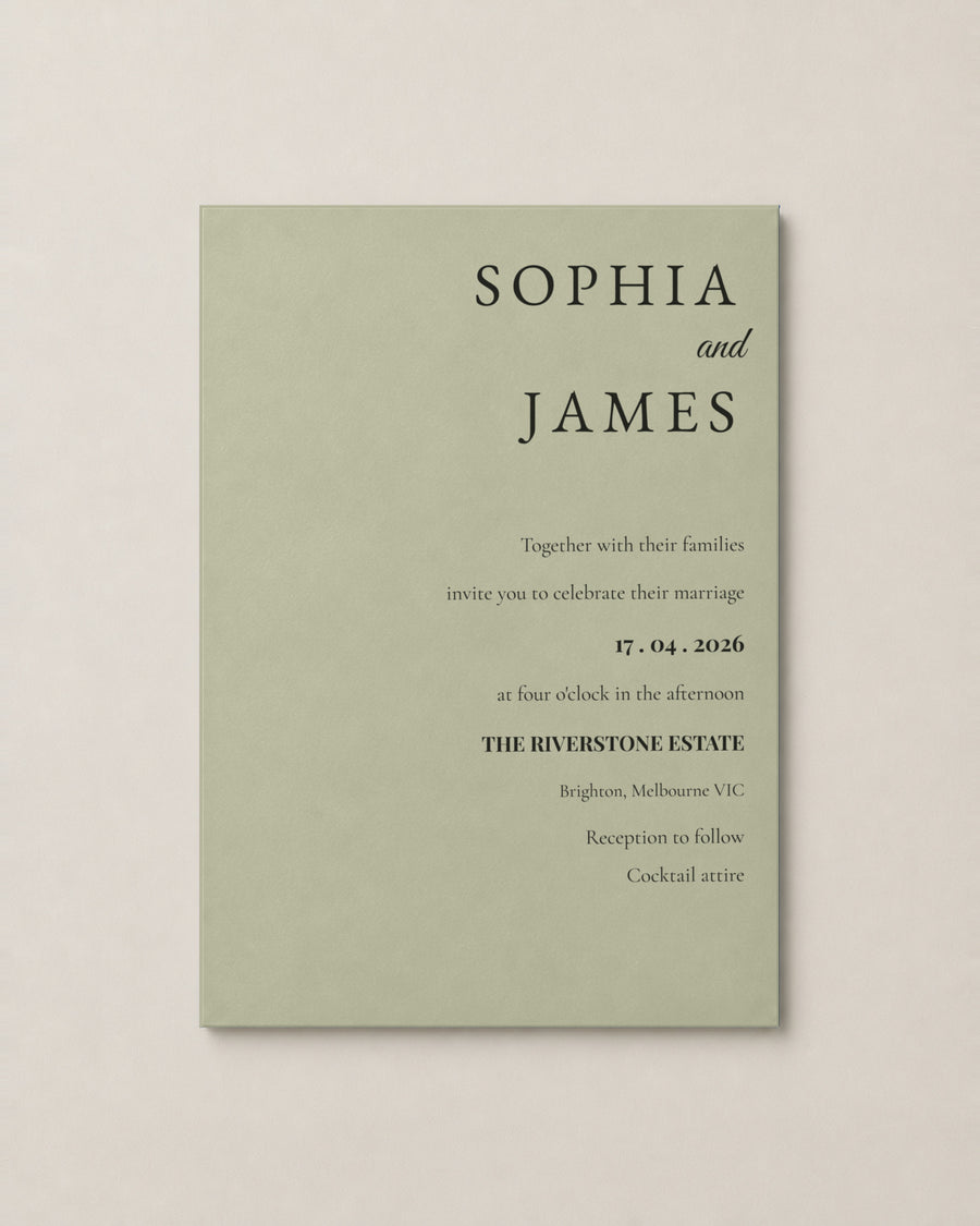 The Seacliff wedding invitation, second colour