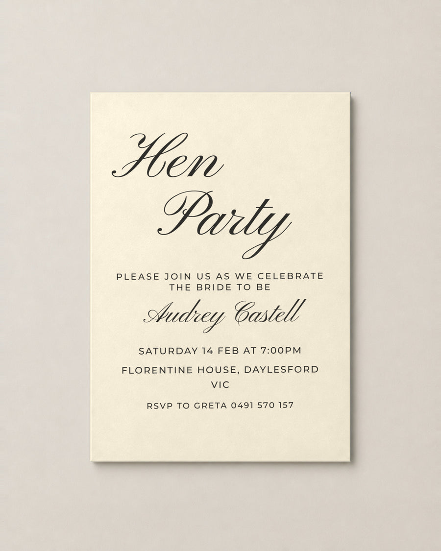 The Seraphine hens invitation, second colour