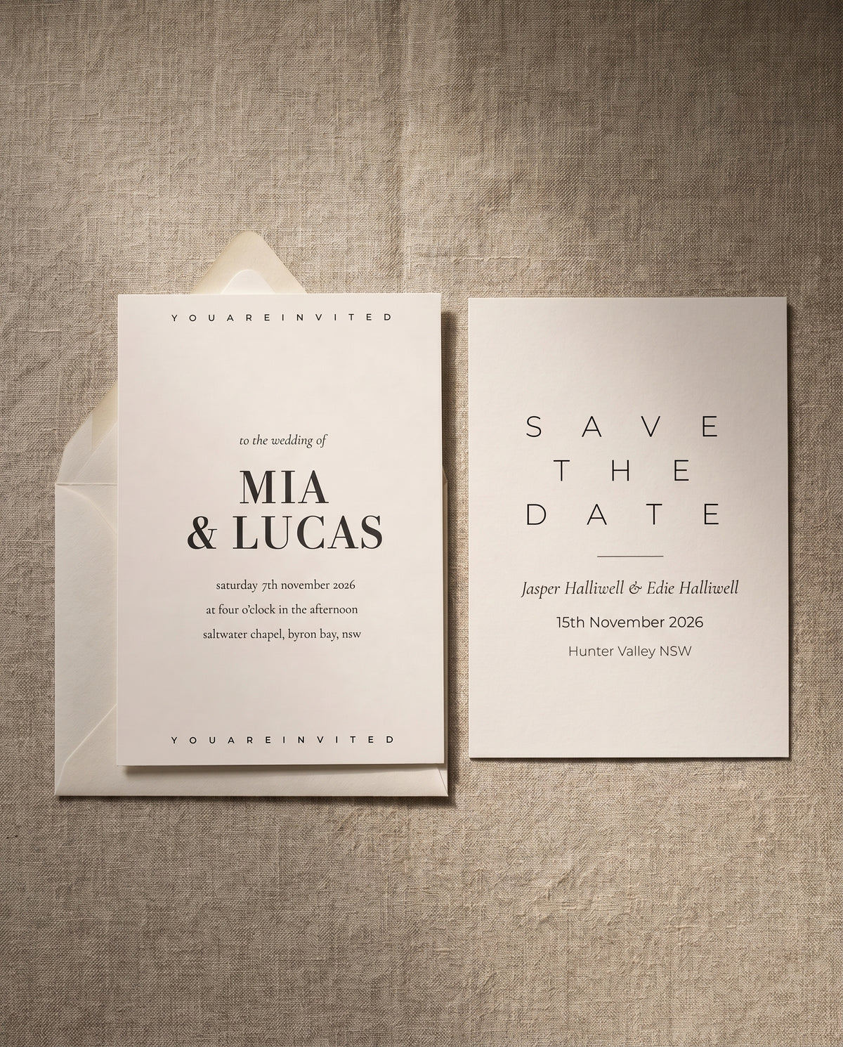 Invitation and save the date with envelope