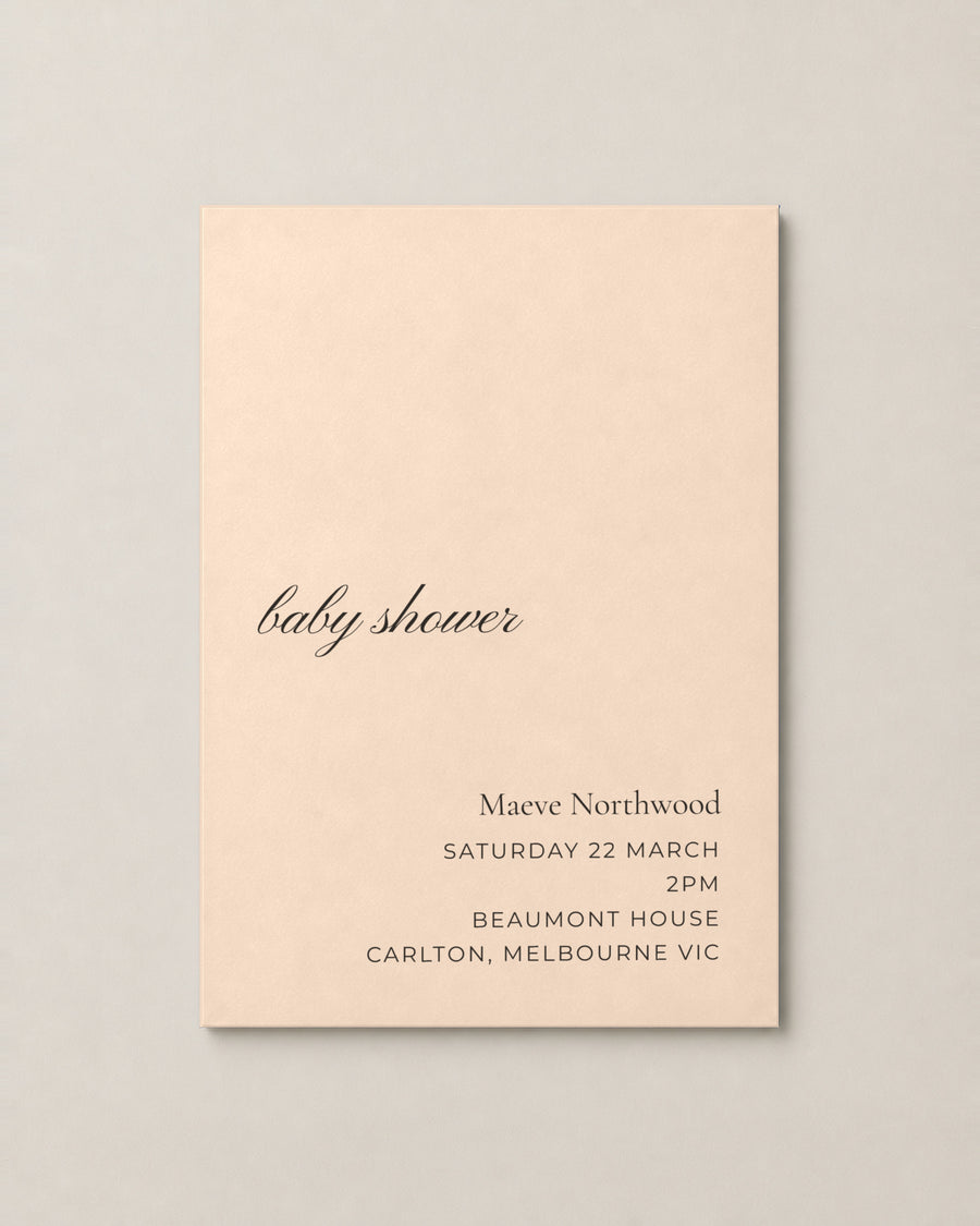 The Sorrel baby shower invitation, second colour