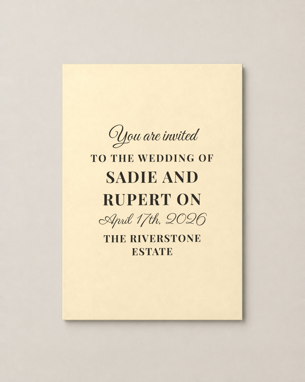 The Birchgrove wedding invitation, personalised and printed in Australia