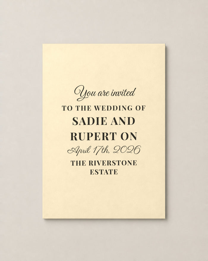 The Birchgrove wedding invitation, personalised and printed in Australia