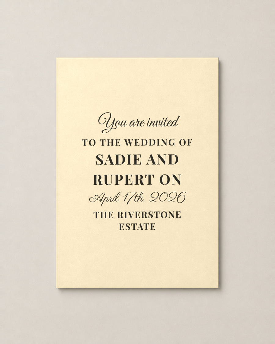The Birchgrove wedding invitation, personalised and printed in Australia