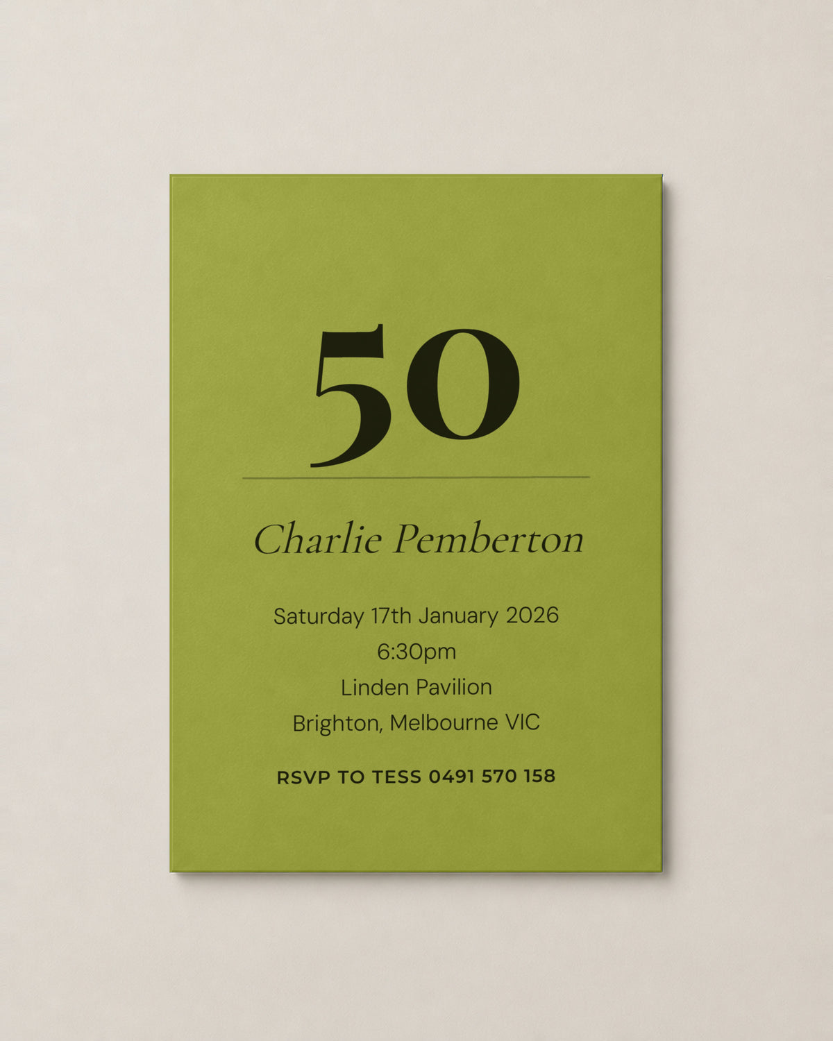 The Stonehaven birthday invitation, personalised and printed in Australia