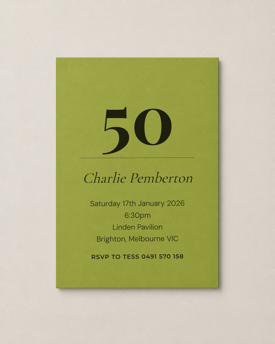 The Stonehaven birthday invitation, personalised and printed in Australia