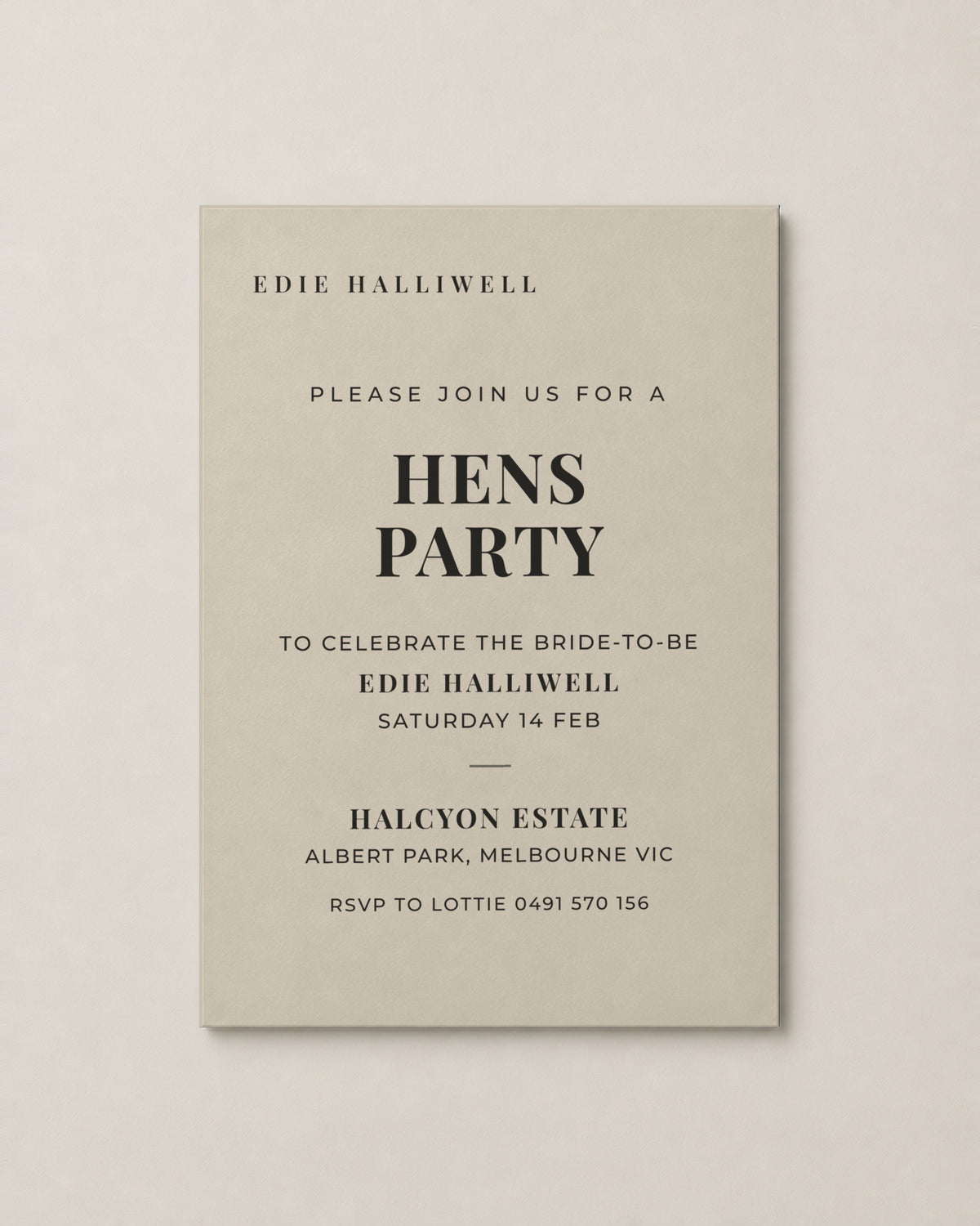 The Vivienne hens invitation, second colour