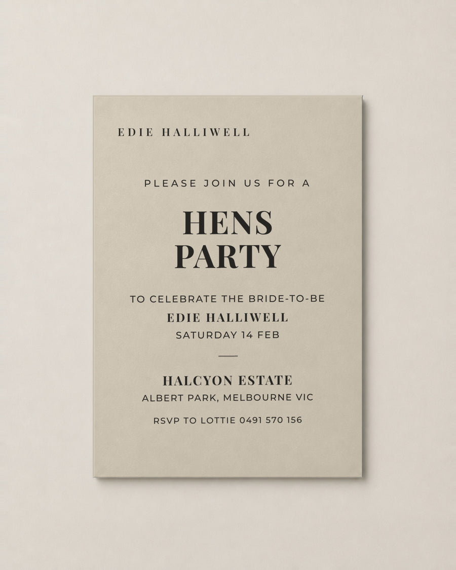 The Vivienne hens invitation, second colour