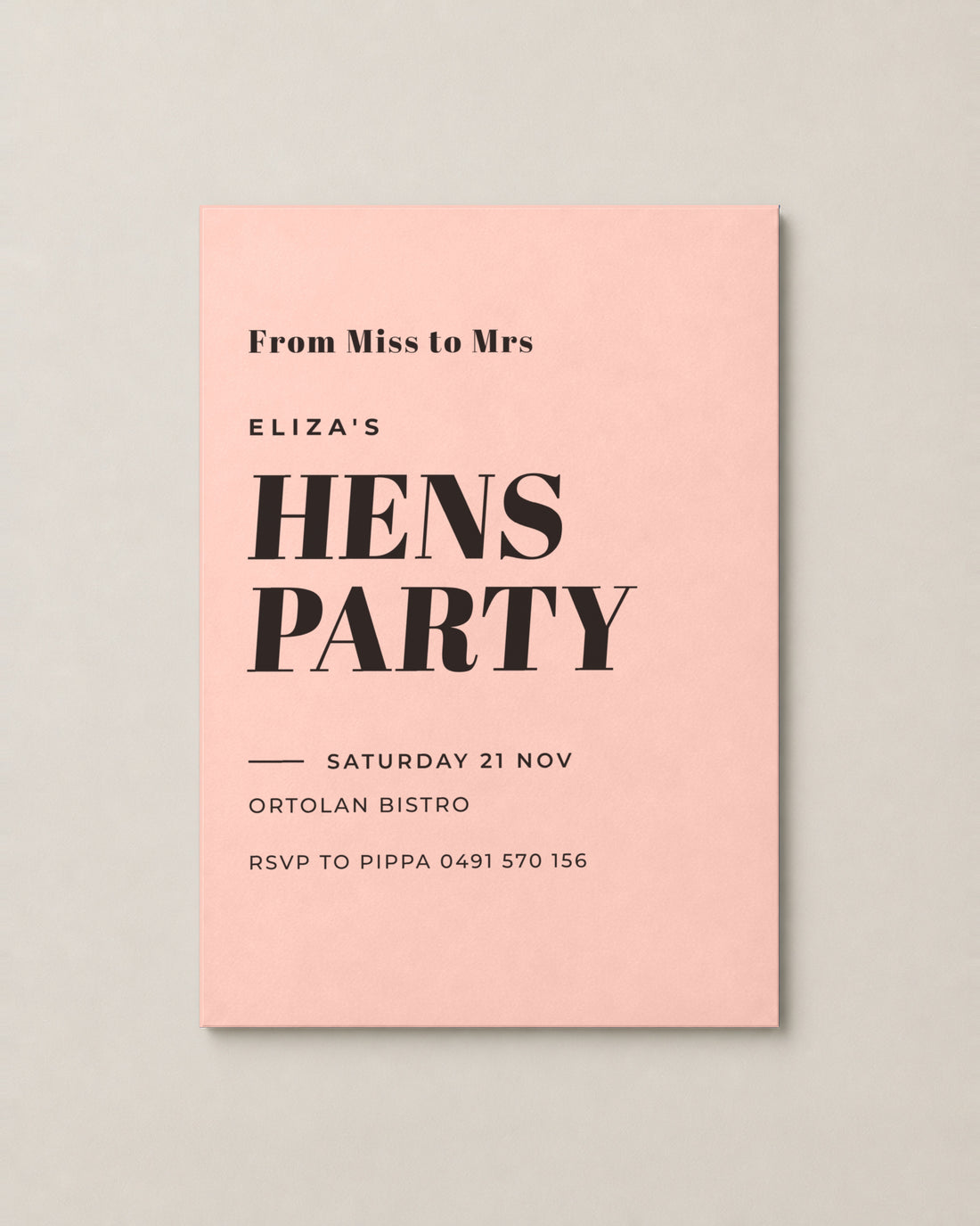 The Wattle hens invitation, second colour