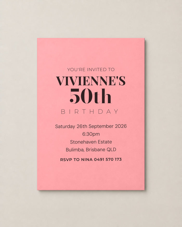The Whitehaven birthday invitation, personalised and printed in Australia