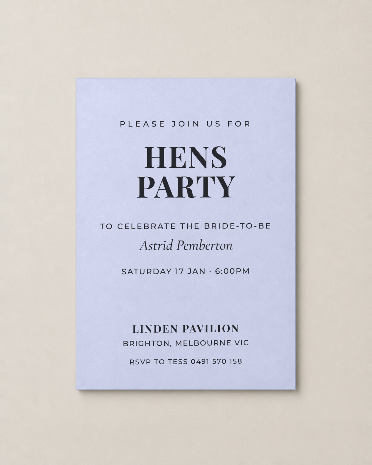 The Winsley hens invitation, second colour