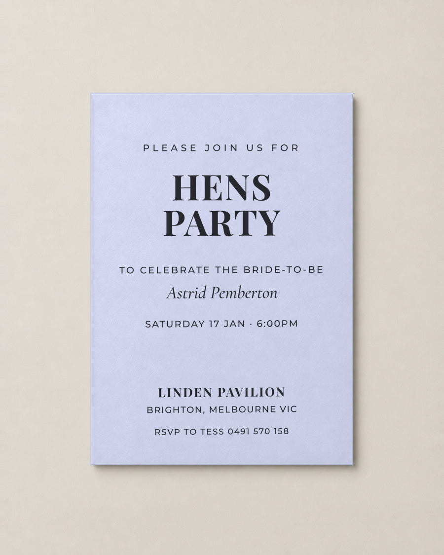 The Winsley hens invitation, second colour