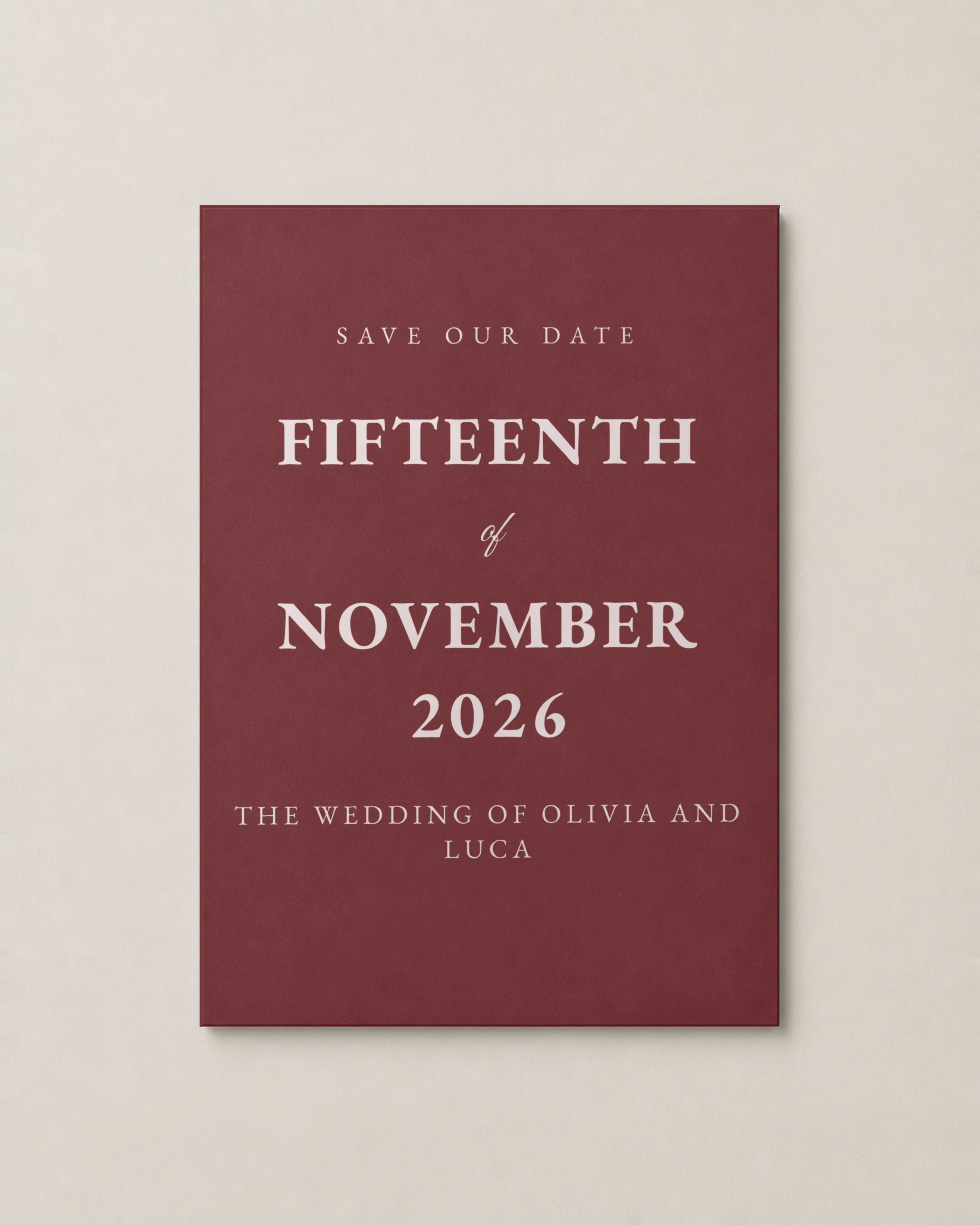 The Barossa save the date, personalised and printed in Australia