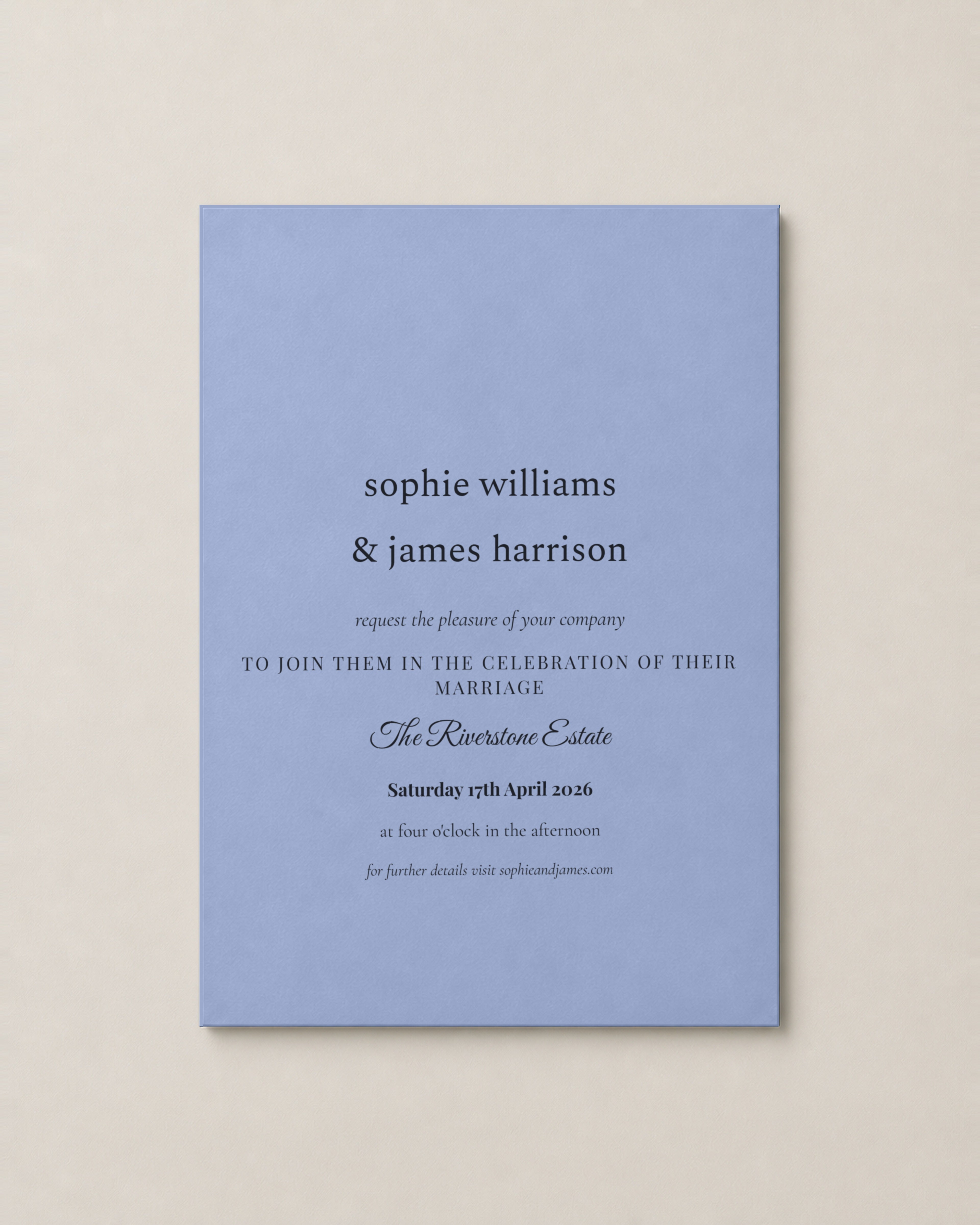 The Clover wedding invitation, personalised and printed in Australia